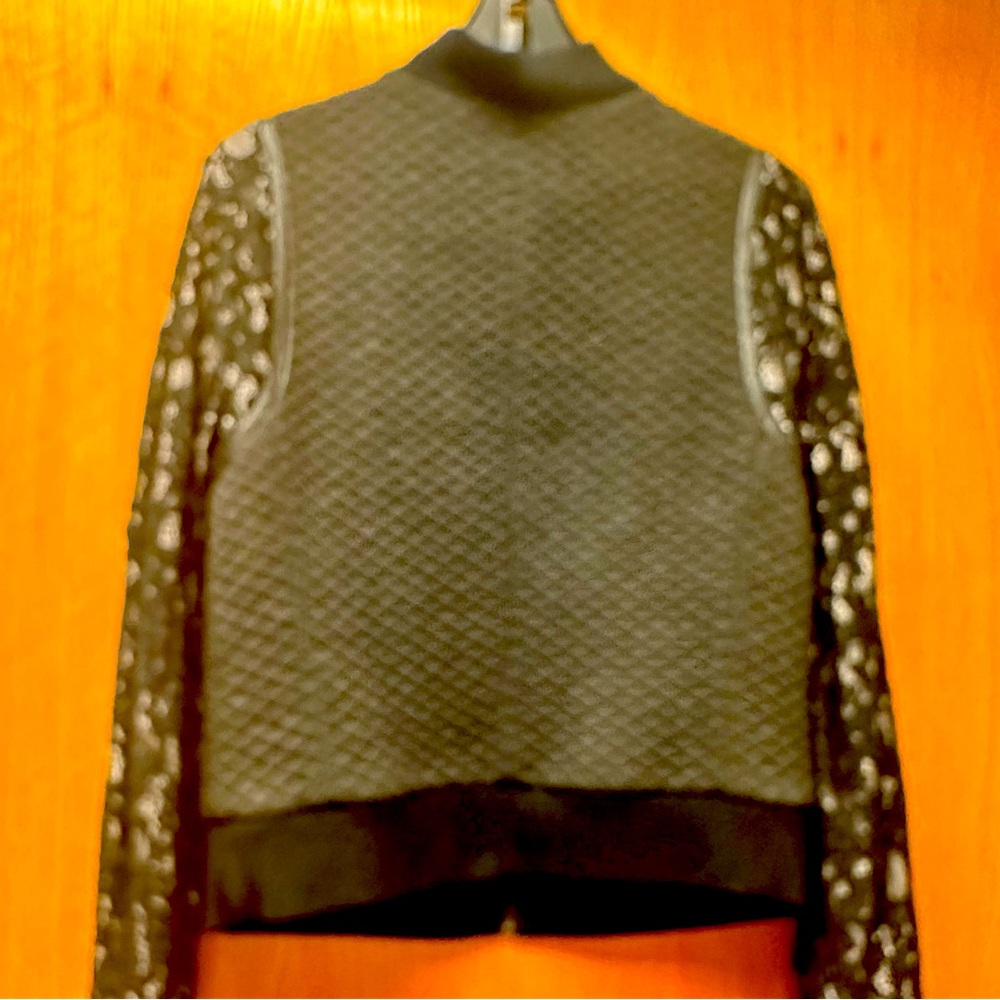 Rebecca Taylor quilted bomber with leather and lace details - Picture 4 of 13
